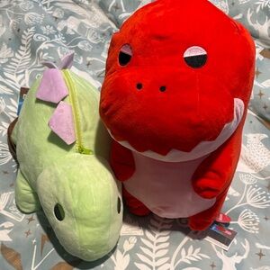 Red and Green Dinosaur Plush Backpacks